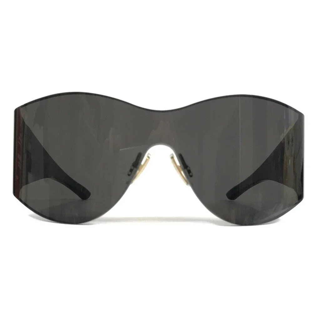 Balenciaga Sunglasses BB0122S 004 Gray Oversized Shield Frames With Gray Lenses